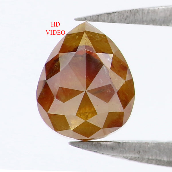 Natural Loose Pear Diamond Yellow Brown Color 0.77 CT 5.85 MM Pear Shape Rose Cut Diamond L1759