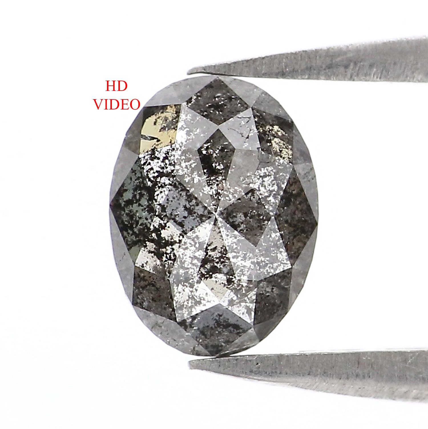 0.80 CT Natural Loose Oval Shape Diamond Salt And Pepper Oval Diamond 7.10 MM Natural Diamond Black Grey Color Oval Rose Cut Diamond KQ2708