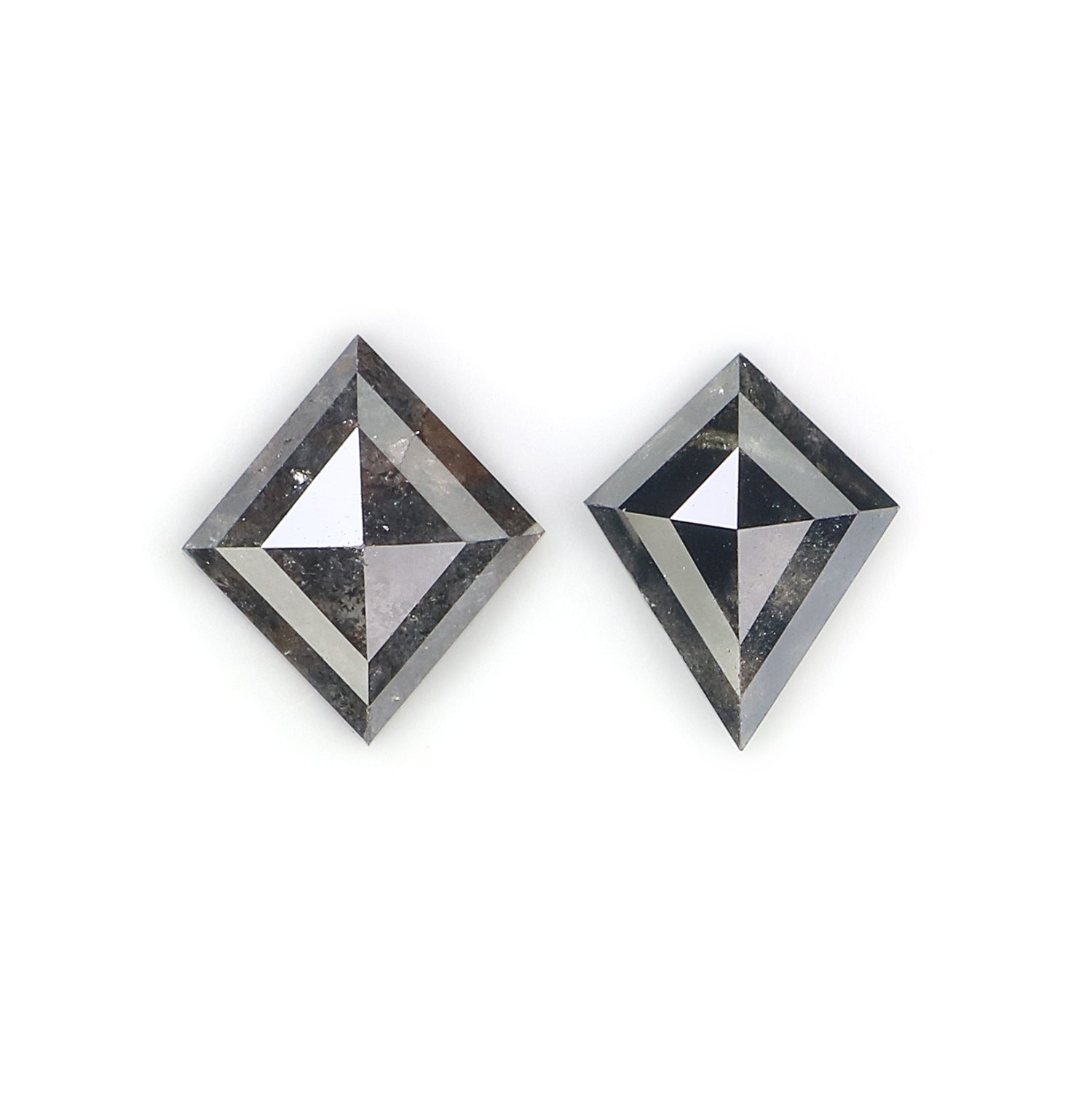 1.34 CT Natural Loose Kite Cut Pair Diamond Salt And Pepper Kite Diamond 7.60 MM Natural Loose Black Grey Color Kite Rose Cut Diamond L3447