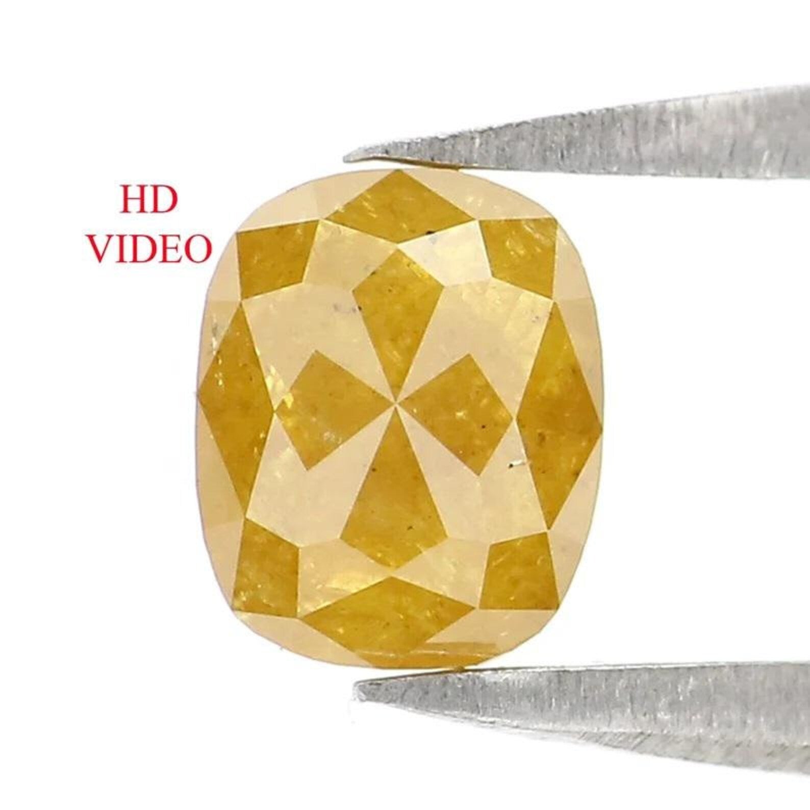 0.72 CT Natural Loose Cushion Shape Diamond Yellow Color Cushion Cut Diamond 5.60 MM Natural Diamond Yellow Cushion Rose Cut Diamond NQ2407