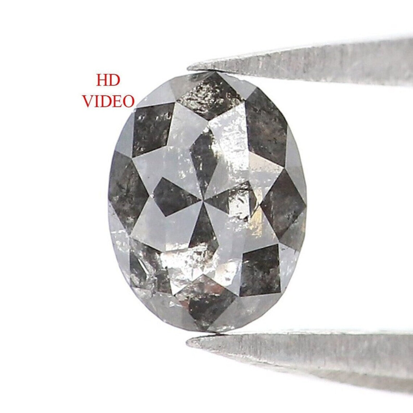 0.35 Ct Natural Loose Oval Shape Diamond Salt And Pepper Oval Diamond 5.15 MM Natural Diamond Black Grey Color Oval Rose Cut Diamond NQ2123