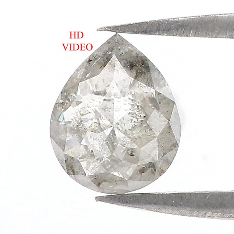 1.36 Ct Natural Loose Pear Shape Diamond Grey Color Pear Cut Diamond 8.00 MM Natural Loose Diamond Grey Pear Shape Rose Cut Diamond QN9219