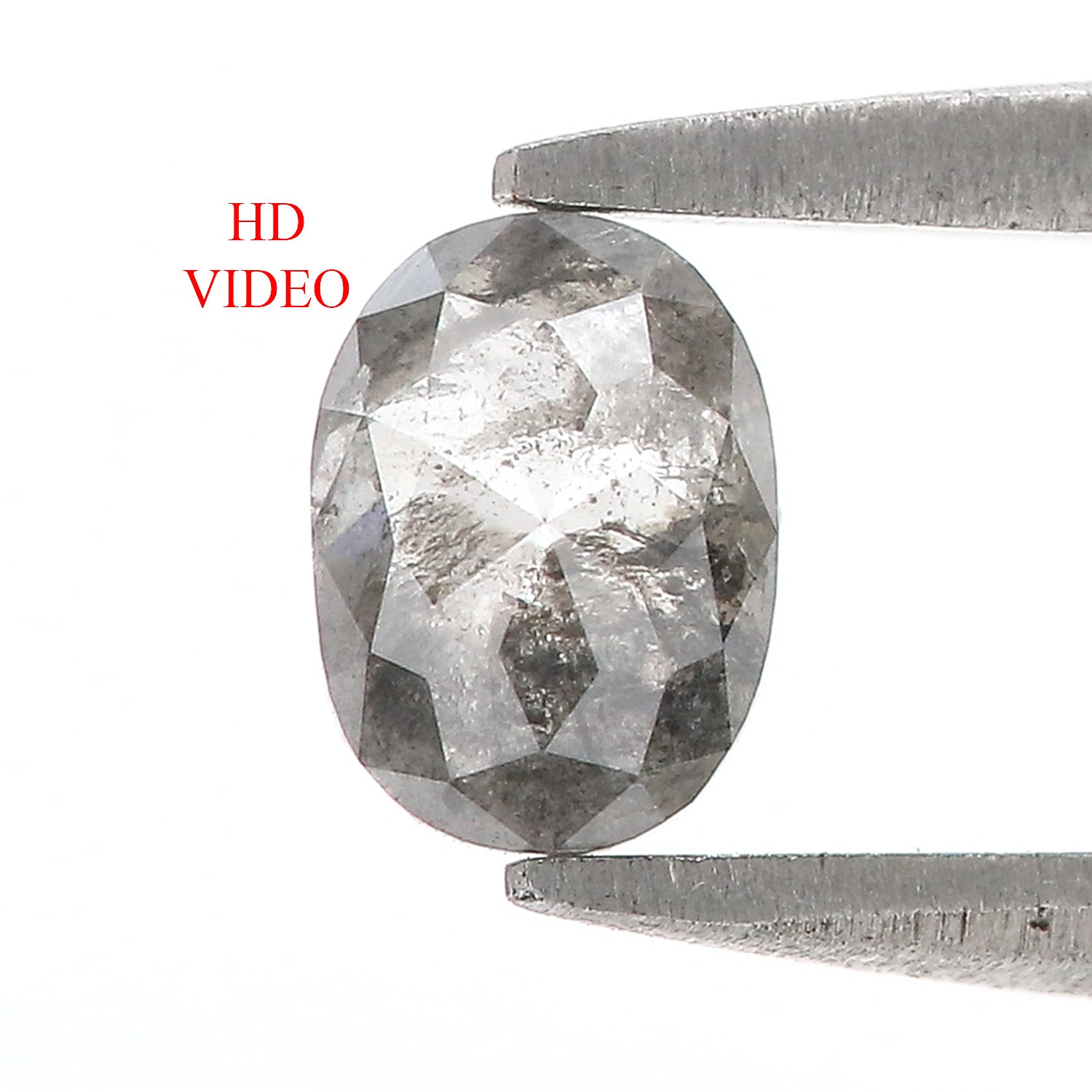 0.64 CT Natural Loose Oval Shape Diamond Salt And Pepper Oval Cut Diamond 6.10 MM Natural Black Grey Color Oval Rose Cut Diamond LQ3304