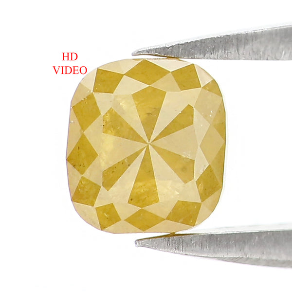 Natural Loose Cushion Diamond, Yellow Color Diamond, Natural Loose Diamond, Cushion Rose Cut Diamond, 0.87 CT Cushion Shape Diamond L1614