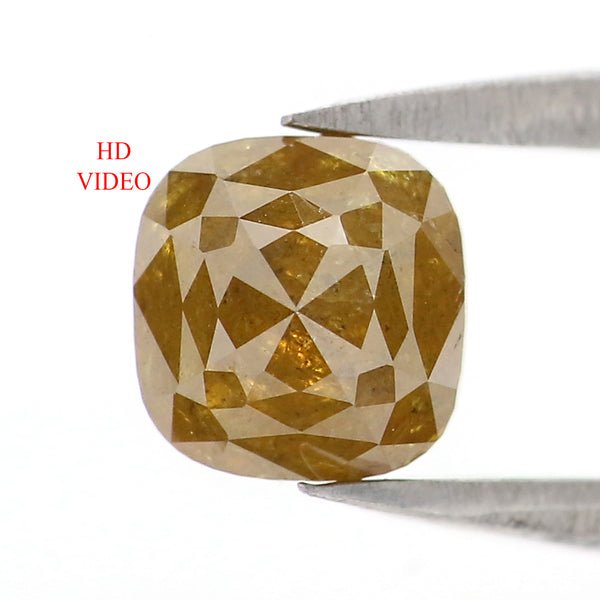 Natural Loose Cushion Diamond, Yellow Color Diamond, Natural Loose Diamond, Cushion Rose Cut Diamond, 1.29 CT Cushion Shape Diamond L2854