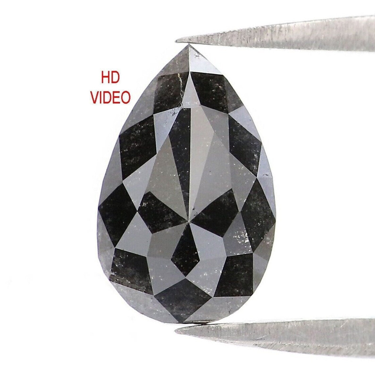 1.23 CT Natural Loose Pear Shape Diamond Salt And Pepper Pear Diamond 9.60 MM Natural Loose Black Grey Color Pear Rose Cut Diamond NQ2028
