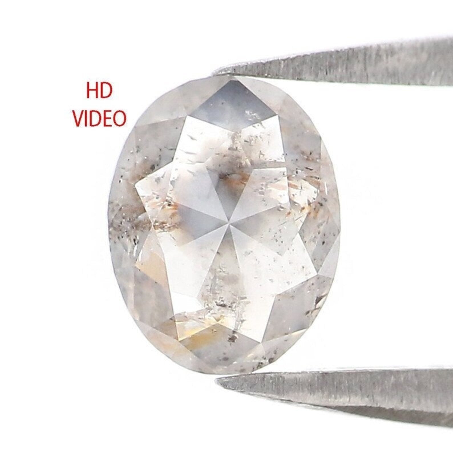 0.68 CT Natural Loose Oval Diamond Grey Color Diamond 6.25 MM Natural Loose Diamond Salt And Pepper Oval Rose Cut Diamond QN2185