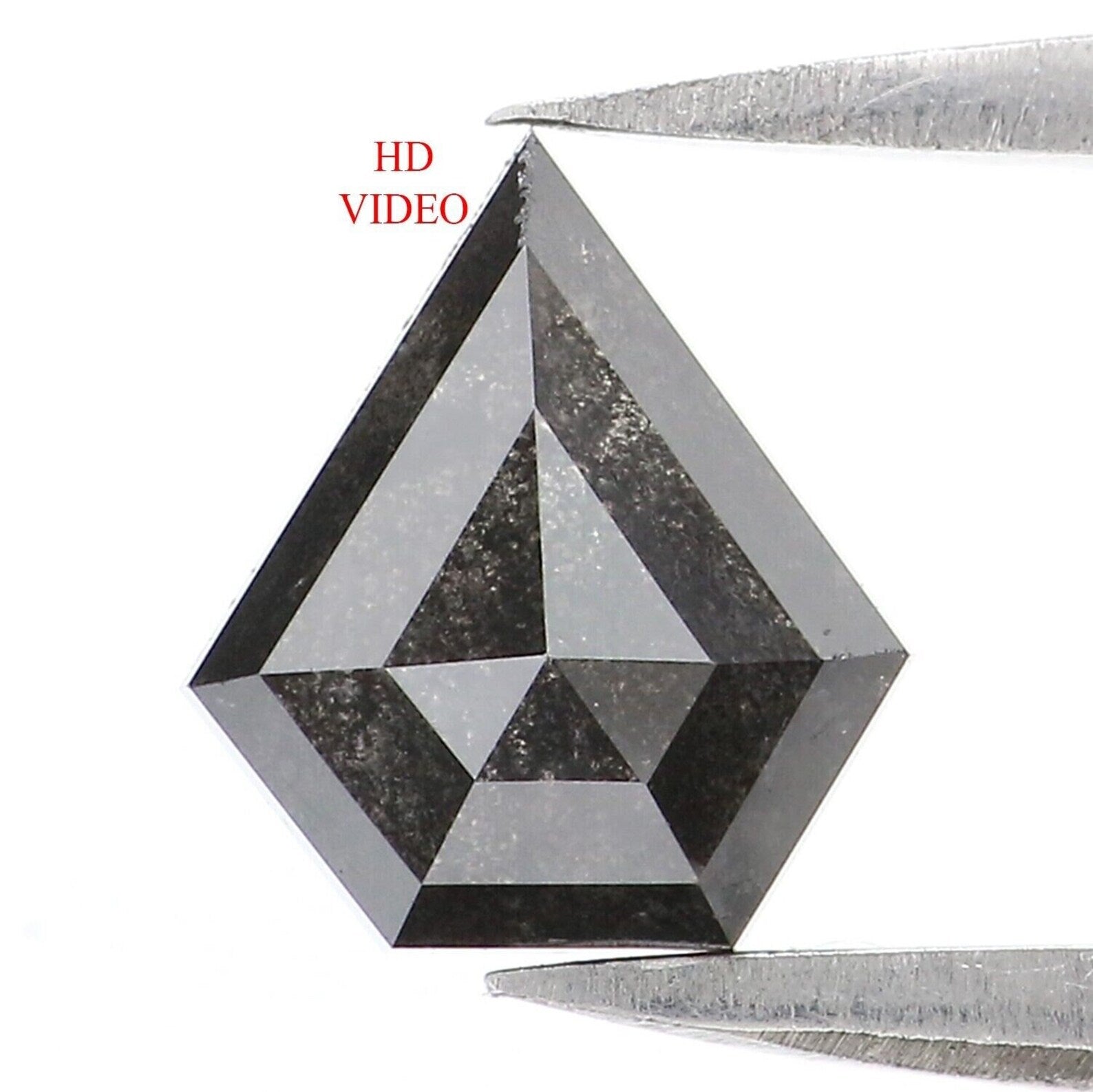 1.37 Ct Natural Loose Shield Shape Diamond Salt And Pepper Shield Diamond 7.70 MM Natural Black Grey Color Shield Rose Cut Diamond QN262
