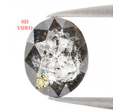 Natural Loose Oval Salt And Pepper Diamond Black Grey Color 0.37 CT 5.00 MM Oval Shape Rose Cut Diamond L1185