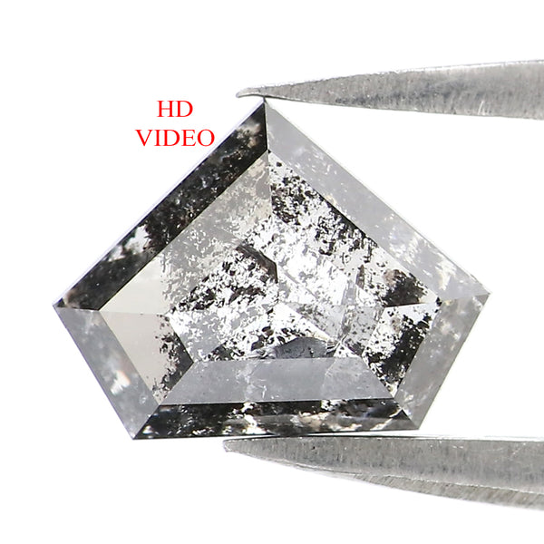 Natural Loose Shield Diamond, Salt And Pepper Shield Diamond, Natural Loose Diamond, Shield Rose Cut Diamond, 1.27 CT Shield Shape L2932