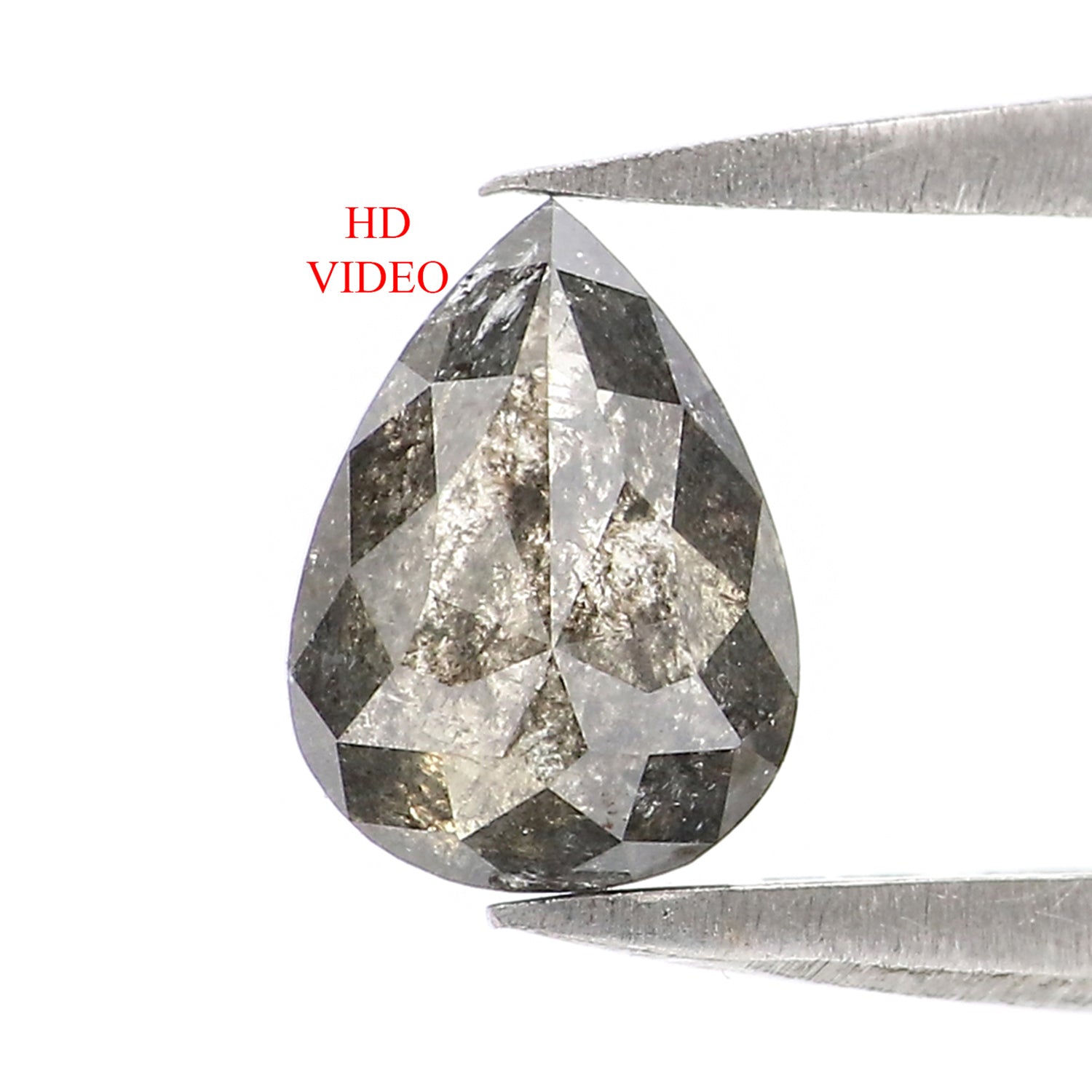 0.74 CT Natural Loose Pear Shape Diamond Salt And Pepper Pear Rose Cut Diamond 6.75 MM Black Grey Color Pear Shape Rose Cut Diamond LQ2936