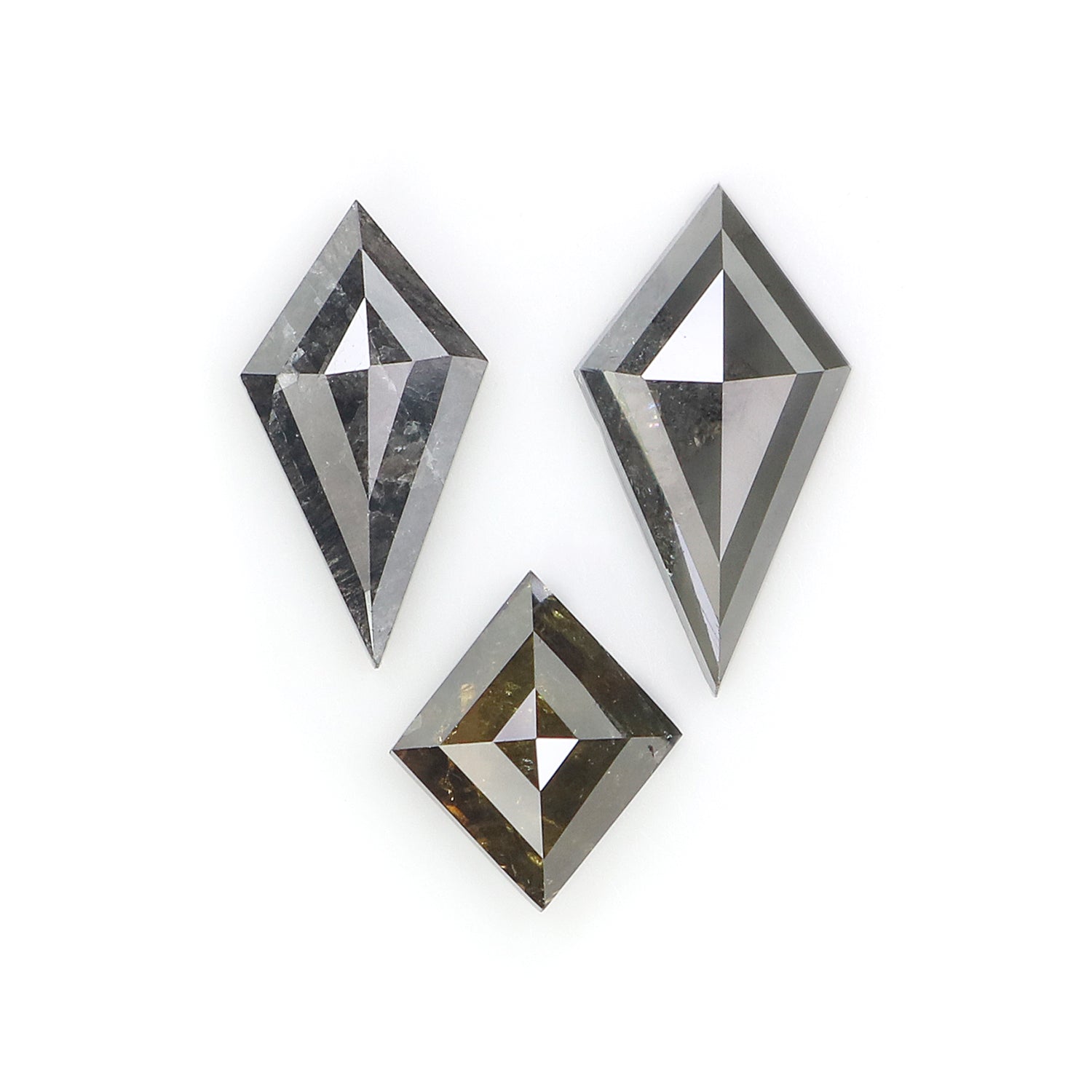 1.40 CT Natural Loose Kite Shape Diamond Salt And Pepper Kite Diamond 9.65 MM Natural Loose Black Gray Color Kite Rose Cut Diamond N2602