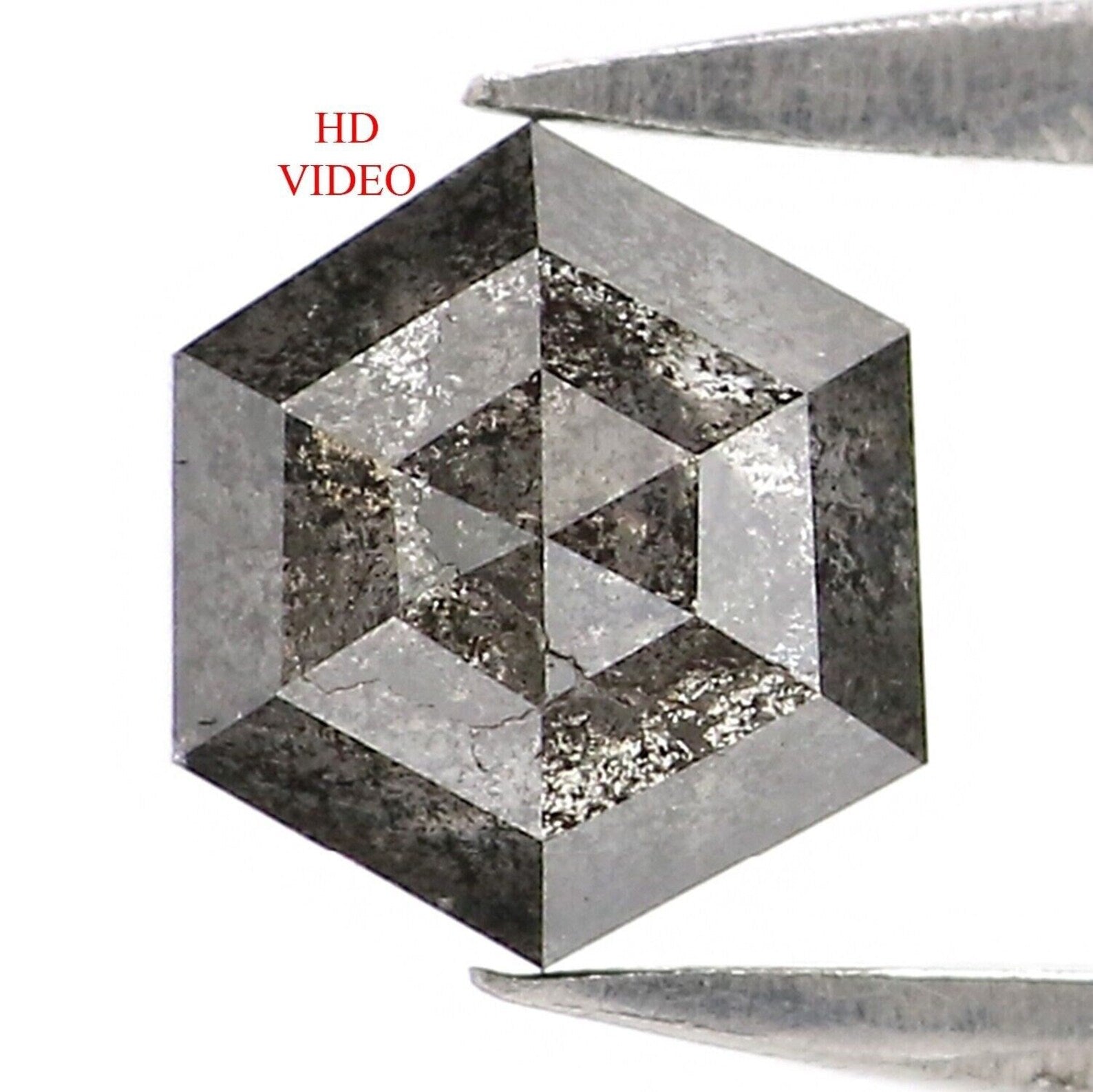 0.63 CT Natural Loose Hexagon Shape Diamond Salt And Pepper Hexagon Diamond 5.80 MM Natural Loose Diamond Hexagon Rose Cut Diamond NQ2464