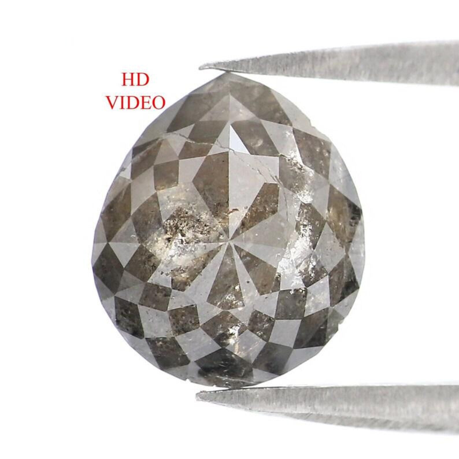1.35 CT Natural Loose Pear Shape Diamond Salt And Pepper Pear Cut Diamond 8.70 MM Natural Diamond Grey Color Pear Rose Cut Diamond NQ8248