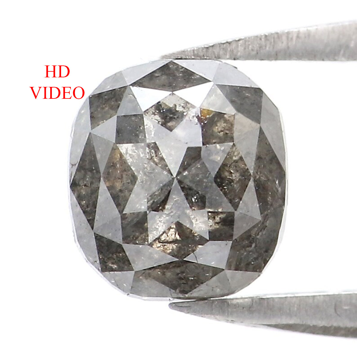 1.32 CT Natural Loose Cushion Shape Diamond Salt And Pepper Cushion Cut Diamond 6.40 MM Natural Black Grey Cushion Rose Cut Diamond LQ8793