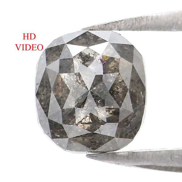 Natural Loose Cushion Grey Color Diamond 1.32 CT 6.40 MM Cushion Shape Rose Cut Diamond L8793