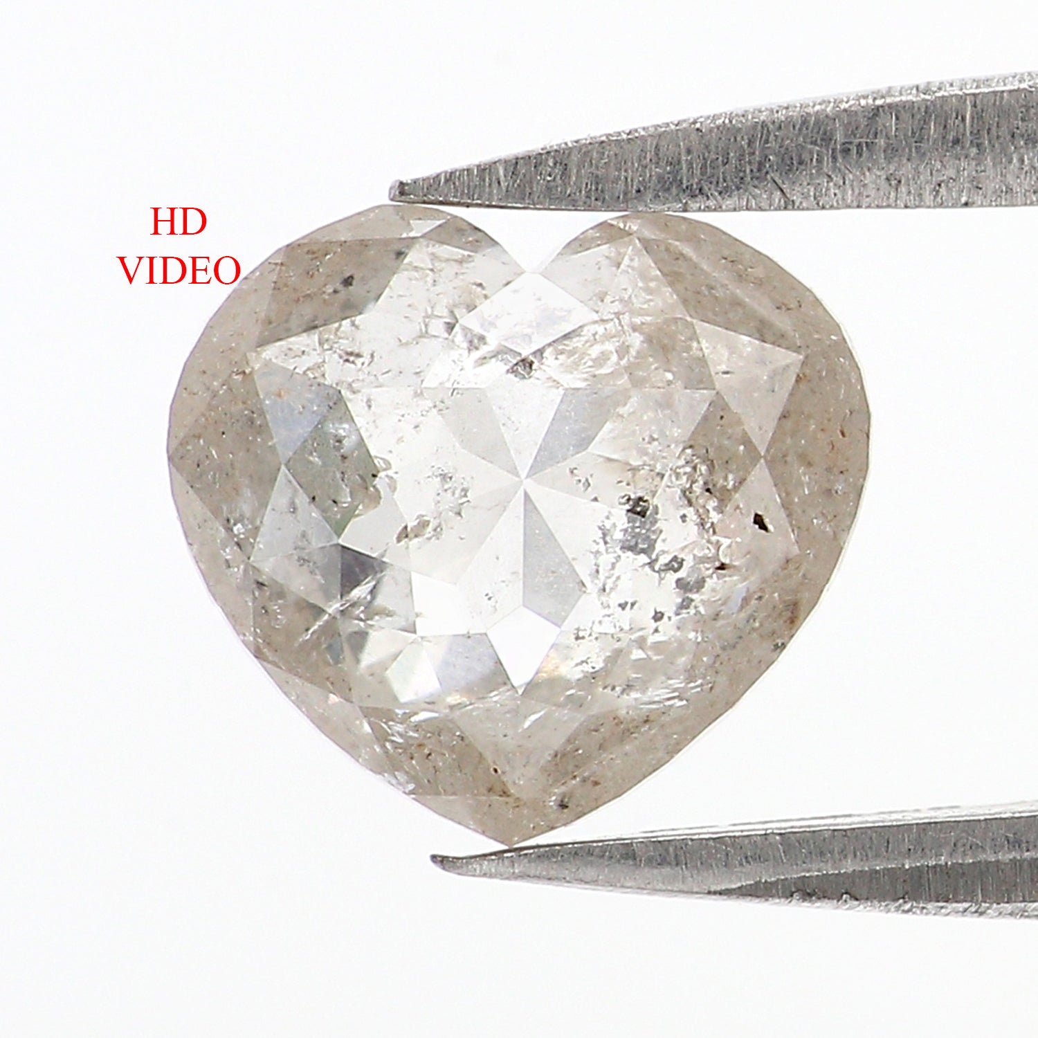 1.39 CT Natural Loose Heart Shape Diamond Grey Color Heart Cut Diamond 7.05 MM Natural Loose Diamond Grey Heart Rose Cut Diamond QL6196