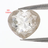 Natural Loose Heart Cut Diamond, Grey Color Heart Diamond, Natural Loose Diamond, Heart Rose Cut Diamond 1.39 CT Heart Shape Diamond KDL6196