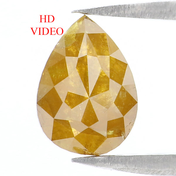 Natural Loose Pear Diamond, Yellow Color Pear Cut Diamond, Natural Loose Diamond, Pear Rose Cut Diamond, 1.46 CT Pear Shape Diamond L9956