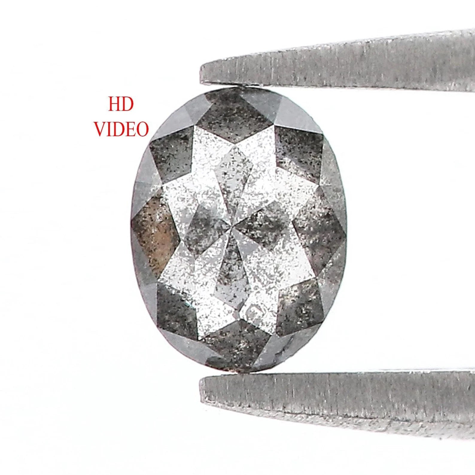 0.52 CT Natural Loose Oval Shape Diamond Salt And Pepper Oval Diamond 5.85 MM Natural Diamond Black Grey Color Oval Rose Cut Diamond QN1147