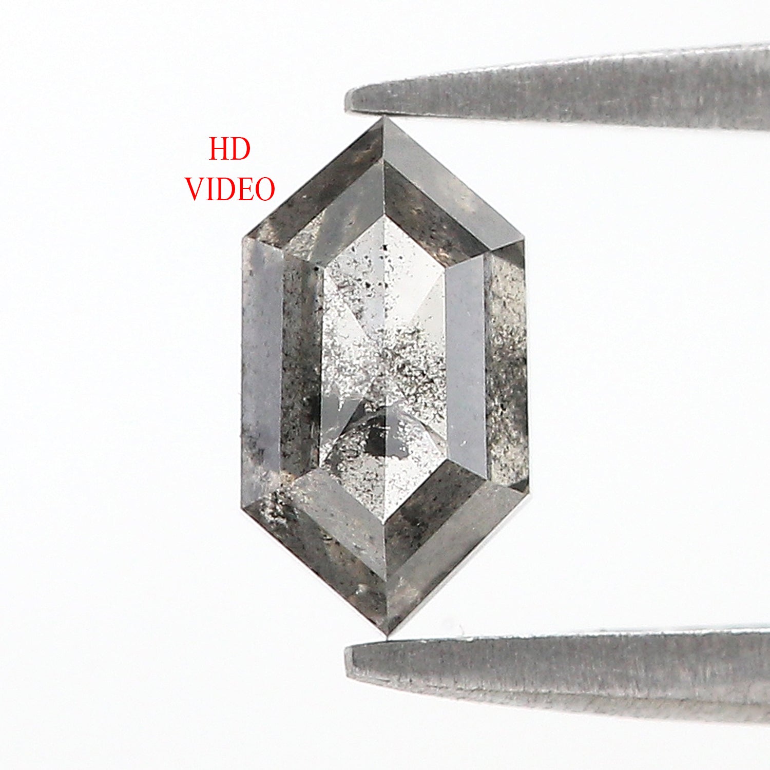 1.12 CT Natural Loose Hexagon Shape Diamond Salt And Pepper Hexagon Diamond 8.20 MM Natural Black Grey Color Hexagon Rose Cut Diamond L3502