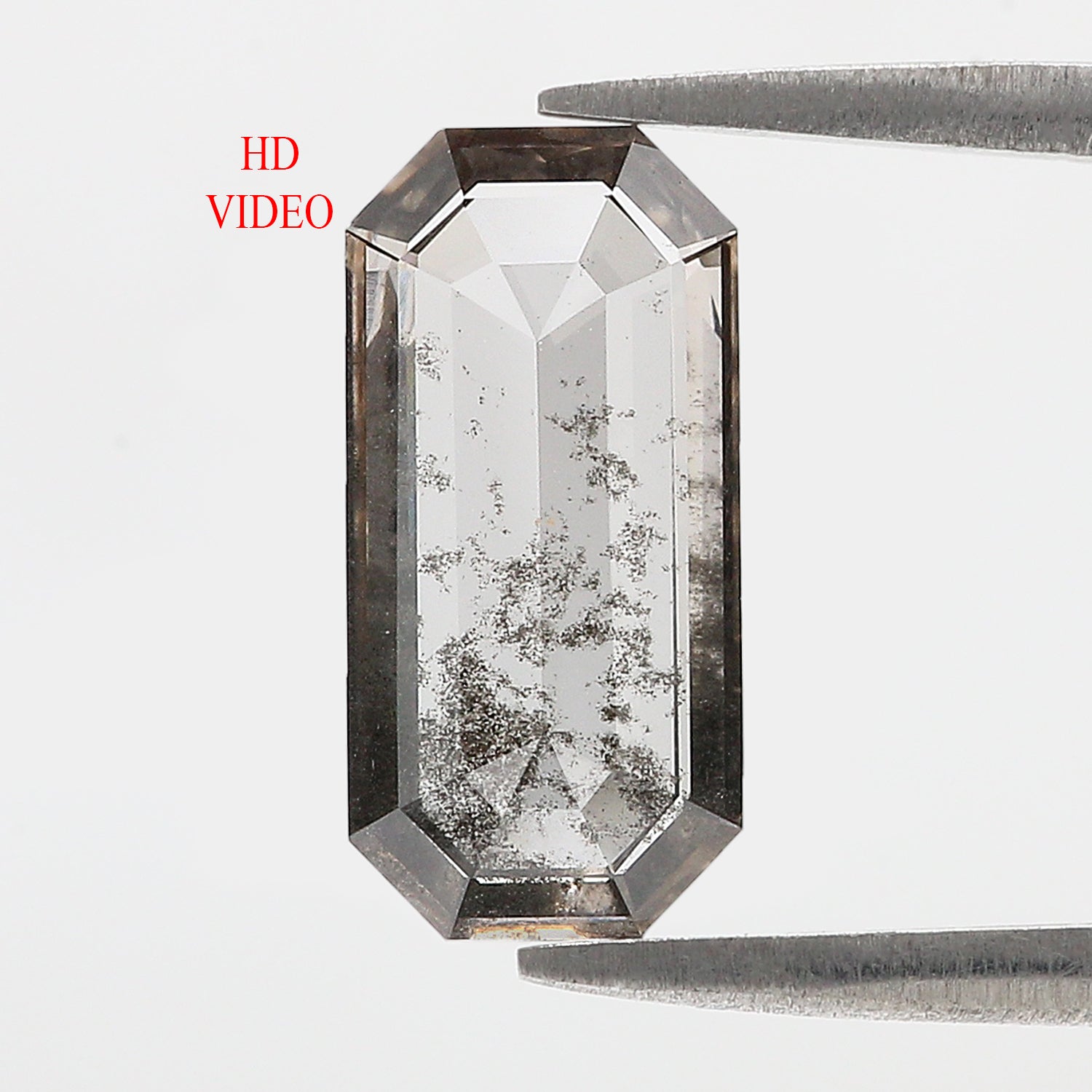 2.05 CT Emerald Rose Cut Salt And Pepper Lab Grown 13.55 MM Loose Diamond CVD Fancy Black Grey Color Lab Created Antique Cut Diamonds N2630
