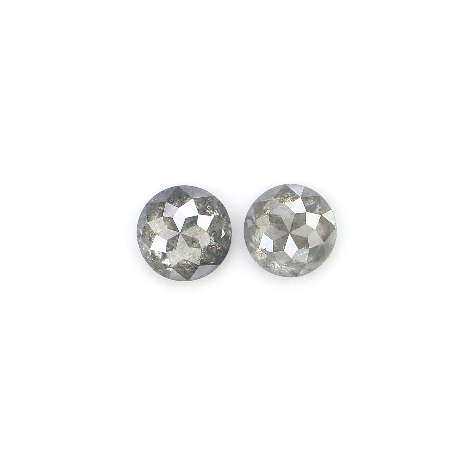 0.85 CT Natural Loose Round Rose Cut Pair Diamond Salt And Pepper Rose Cut Diamond 4.45 MM Natural Black Grey Round Rose Cut Diamond QL6309