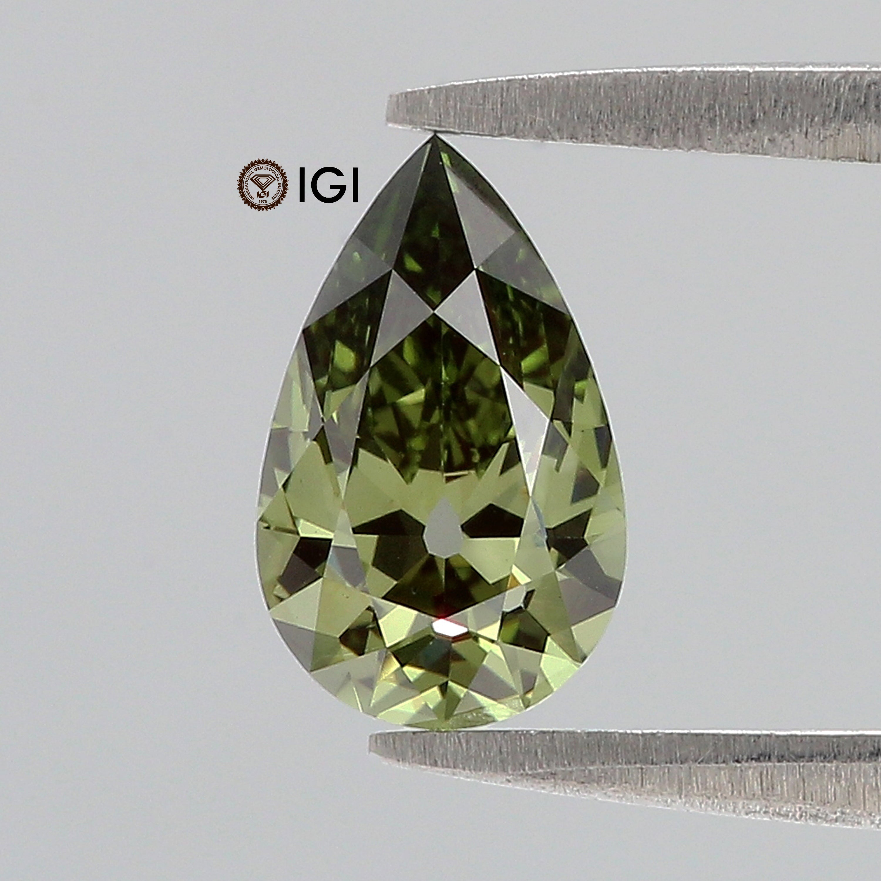 1.10 CT IGI Certified Pear Old European Cut Diamond Fancy Vivid Green Color VS2 Clarity Lab Grown Diamond Lab Created Lab Diamond L3675