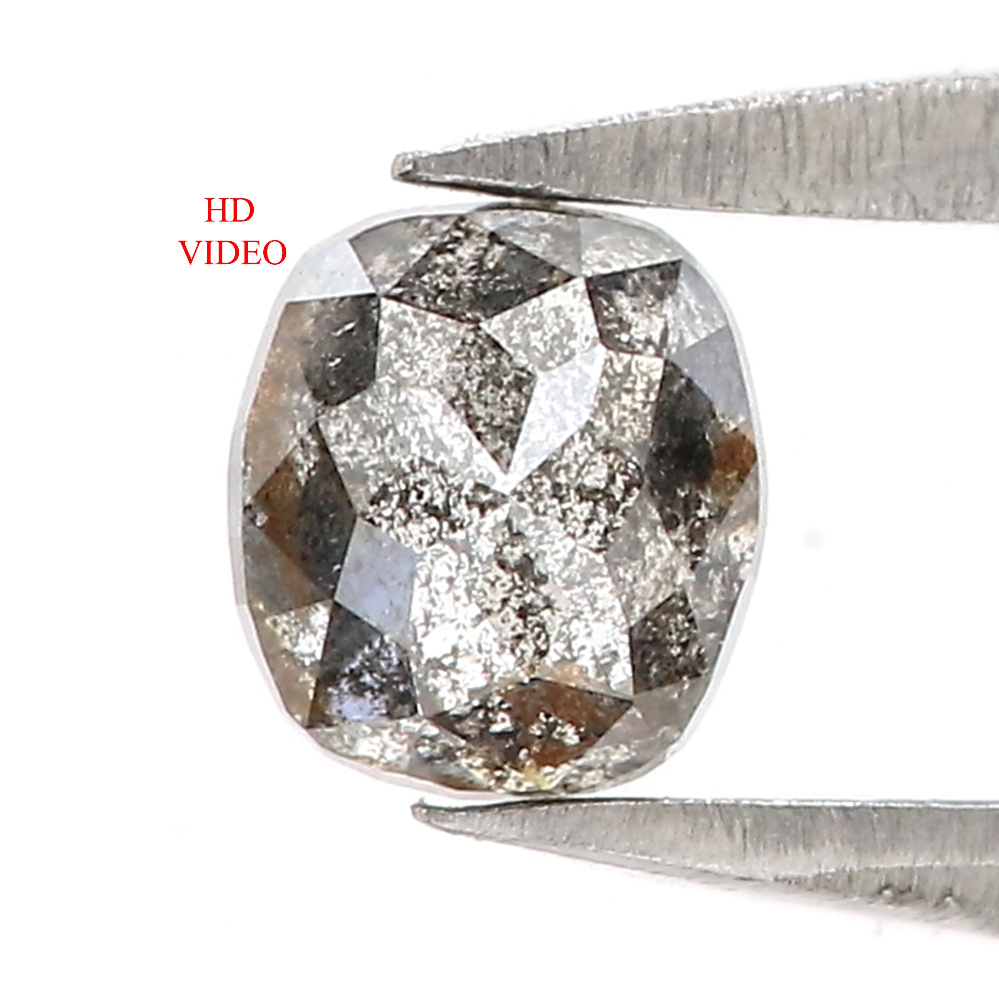 0.53 CT Natural Loose Cushion Shape Diamond Salt And Pepper Cushion Cut Diamond 4.85 MM Natural Black Grey Cushion Rose Cut Diamond QL3134