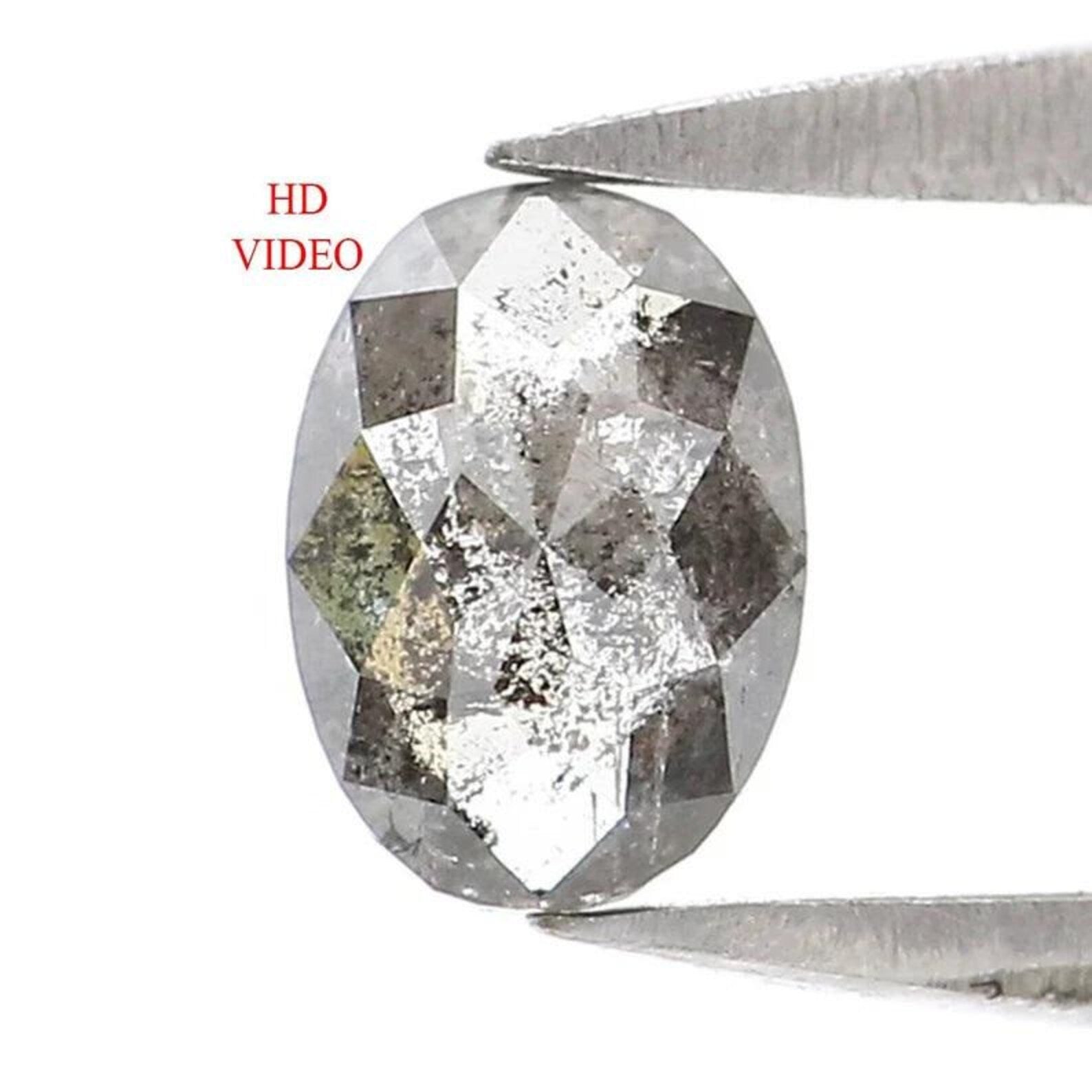 0.35 CT Natural Loose Oval Shape Diamond Salt And Pepper Oval Diamond 5.40 MM Natural Loose Black Grey Color Oval Rose Cut Diamond NQ2151