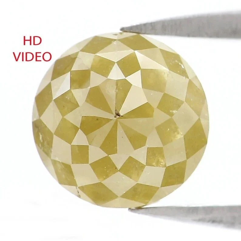 2.57 CT Natural Loose Round Shape Diamond Yellow Color Round Cut Diamond 8.00 MM Natural Diamond Yellow Color Round Rose Cut Diamond QN588