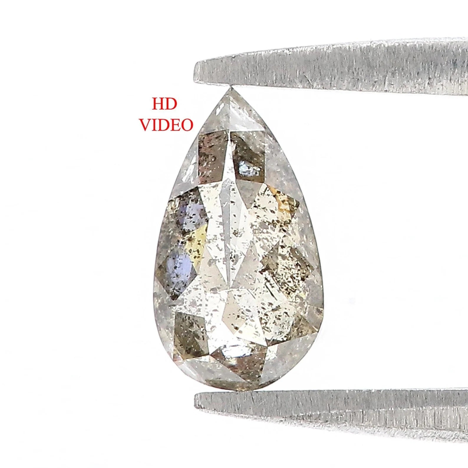 0.59 CT Natural Loose Pear Shape Diamond Salt And Pepper Pear Diamond 7.85 MM Natural Diamond Black Grey Color Pear Rose Cut Diamond QN138