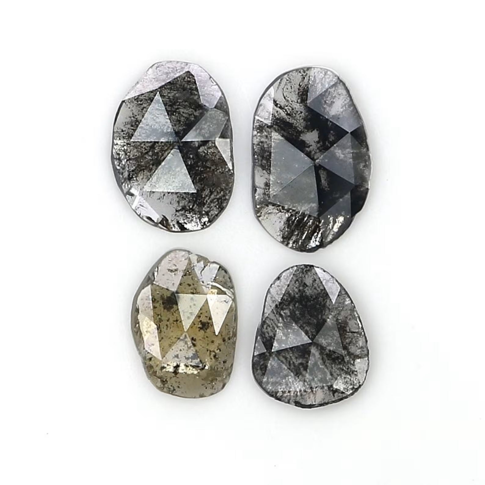 1.08 CT Natural Loose Slice Shape Diamond Salt And Pepper Slice Cut Diamond 7.55 MM Natural Black Grey Color Slice Rose Cut Diamond NQ2535