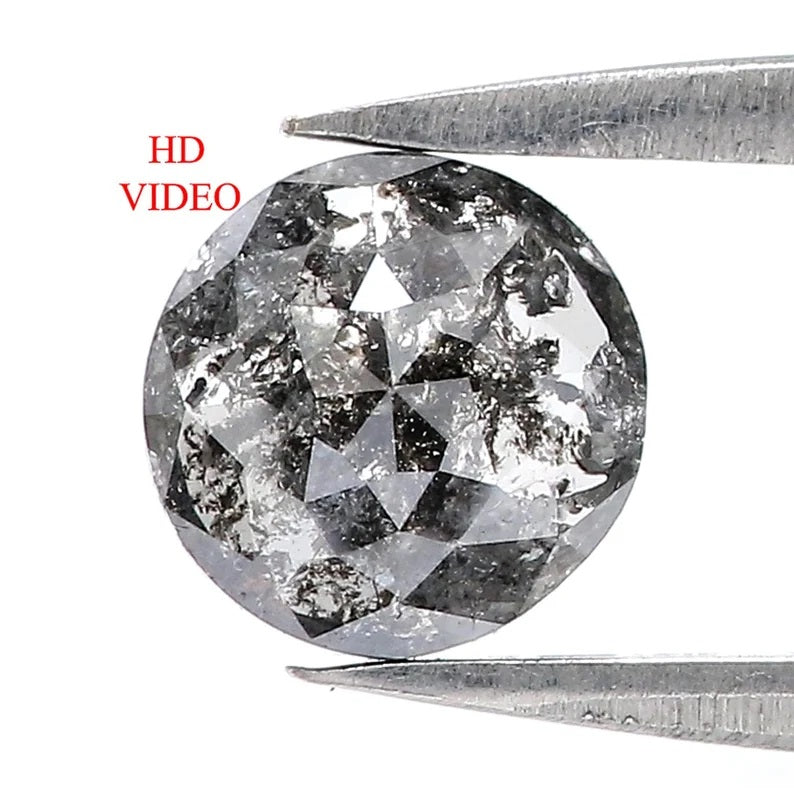 0.97 CT Natural Loose Round Cut Diamond Salt And Pepper Round Diamond 6.70 MM Natural Diamond Black Grey Color Round Rose Cut Diamond QN1131