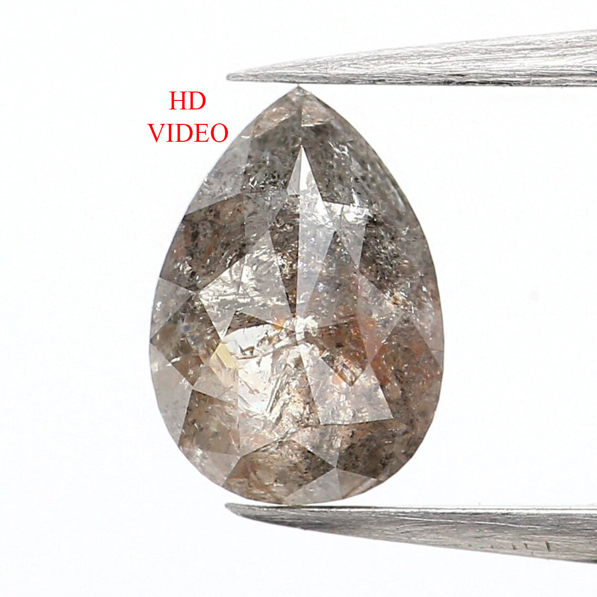 0.61 CT Natural Loose Pear Shape Diamond Grey Color Pear Cut Diamond 6.75 MM Natural Loose Brown Color Diamond Pear Rose Cut Diamond KQ2332