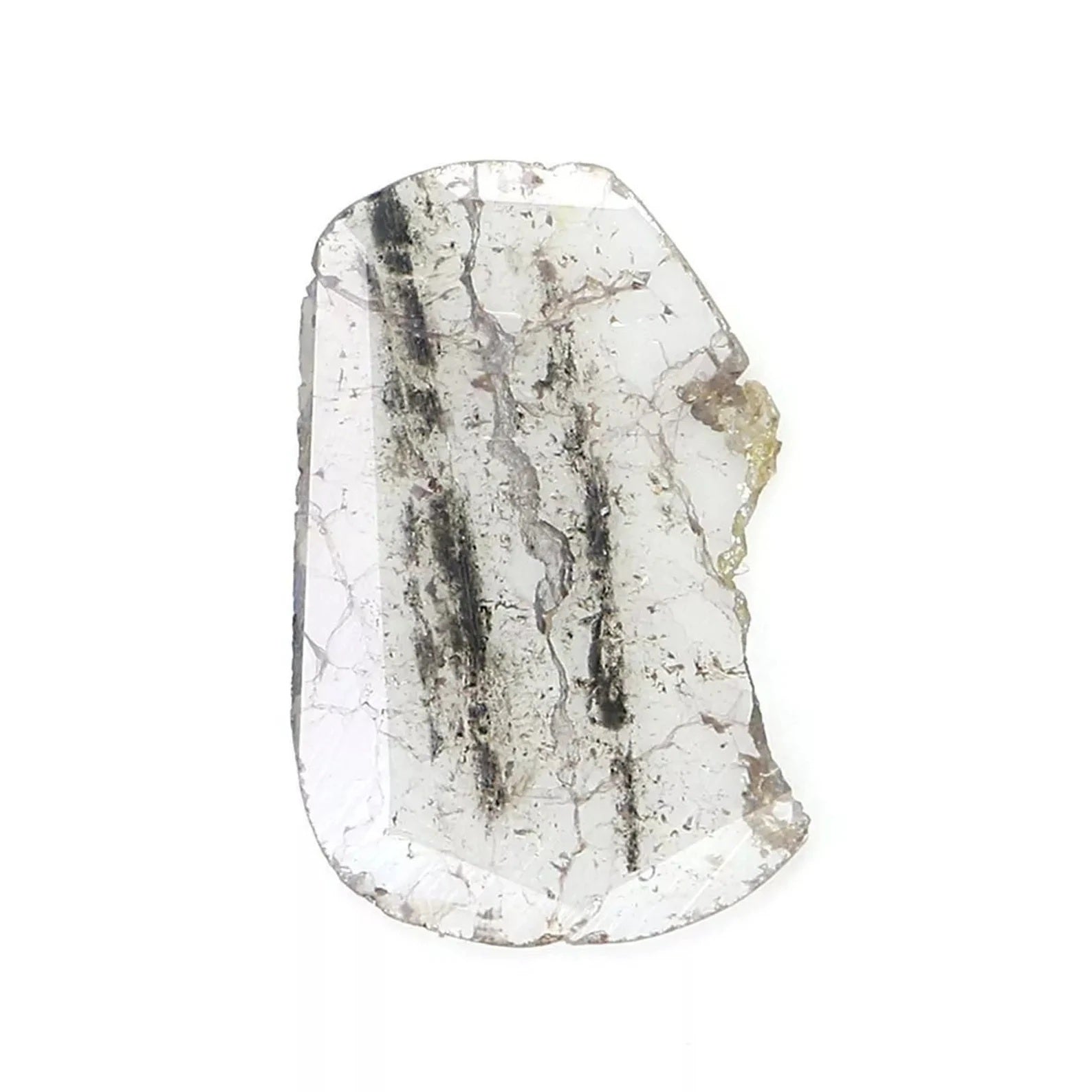 0.88 Ct Natural Loose Slice Shape Diamond Salt And Pepper Slice Diamond 14.10 MM Natural Diamond Black Grey Color Slice Cut Diamond NQ610