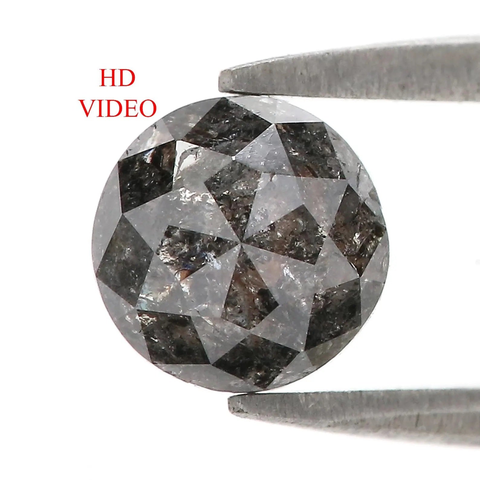 1.41 CT Natural Loose Round Shape Diamond Salt And Pepper Round Cut Diamond 6.60 MM Natural Black Grey Color Round Rose Cut Diamond NQ1222