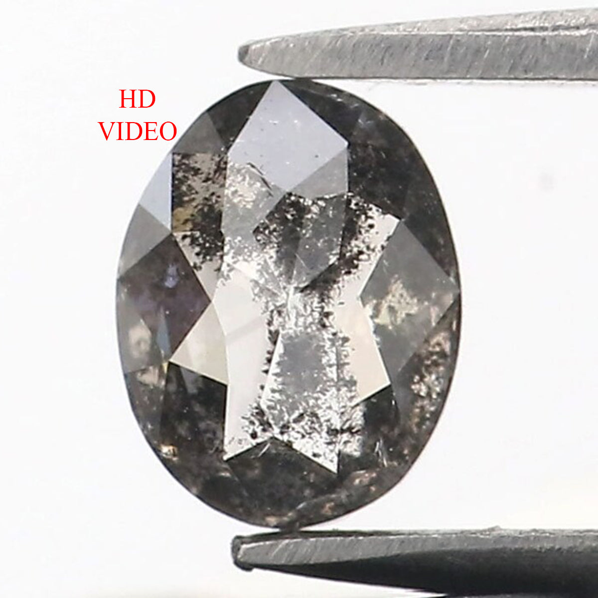 0.39 Ct Natural Loose Diamond Oval Black Grey Salt And Pepper Color I3 Clarity 5.25 MM L8987