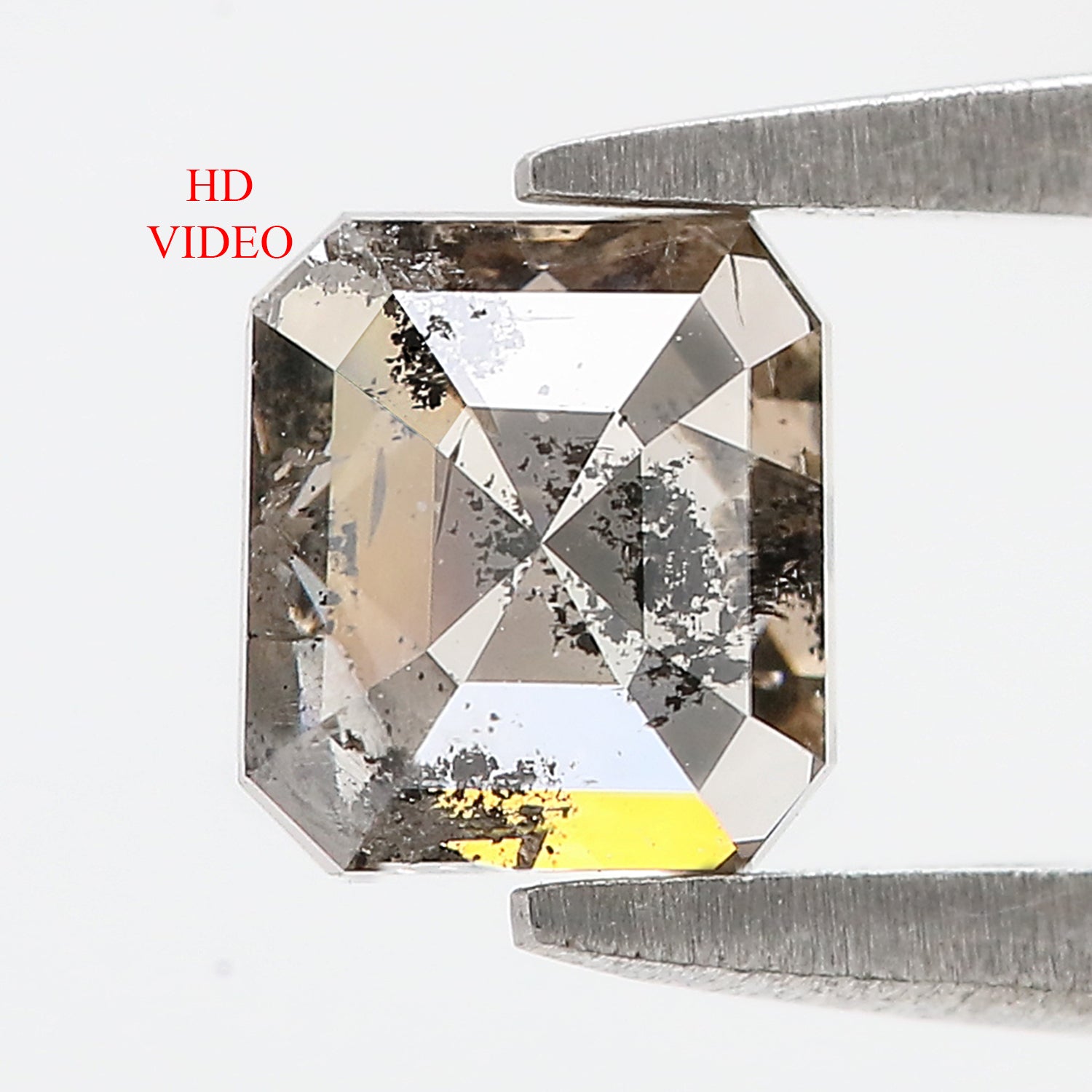 0.87 CT Natural Loose Emerald Shape Diamond Salt And Pepper Emerald Diamond 5.60 MM Black Grey Color Emerald Shape Rose Cut Diamond QL9510