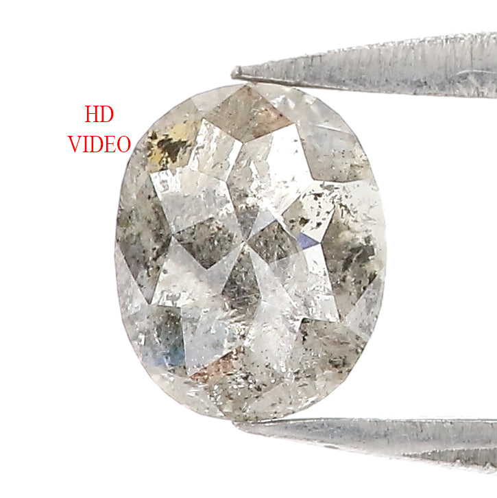 0.86 CT Natural Loose Oval Shape Diamond Salt And Pepper Oval Rose Cut Diamond 5.90 MM Natural Black Grey Color Oval Rose Cut Diamond QL3027