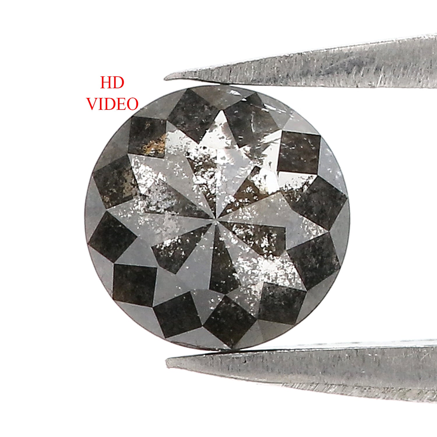 0.90 Ct Natural Loose Round Shape Diamond Salt And Pepper Diamond 5.85 MM Natural Diamond Black Grey Color Round Rose Cut Diamond LQ3044