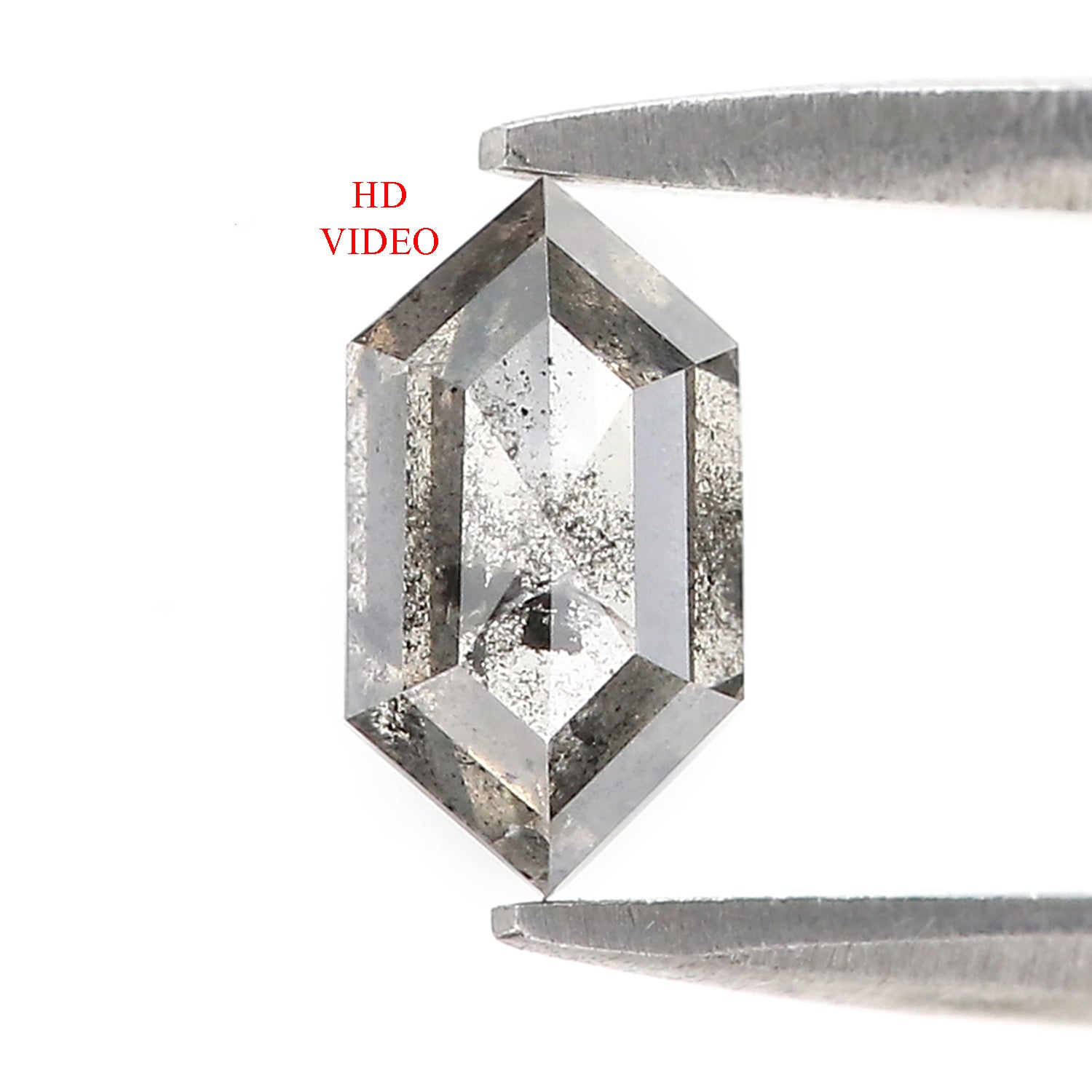 Natural Hexagon Salt and Pepper Diamond 1.11 CT Loose Rose Cut Black Grey Stone 8.20 MM Rustic Diamond For Custom Engagement Ring L3617