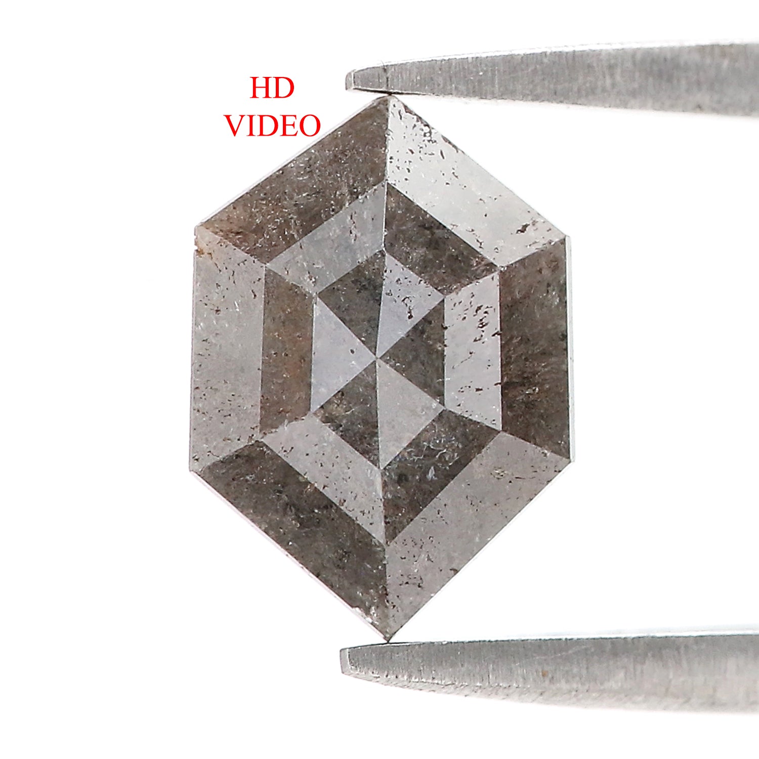 Natural Hexagon Black Grey Diamond 2.37 CT Loose Rose Cut Stone 10.28 MM Rustic Diamond Hexagon Diamond For Custom Engagement Ring L3644
