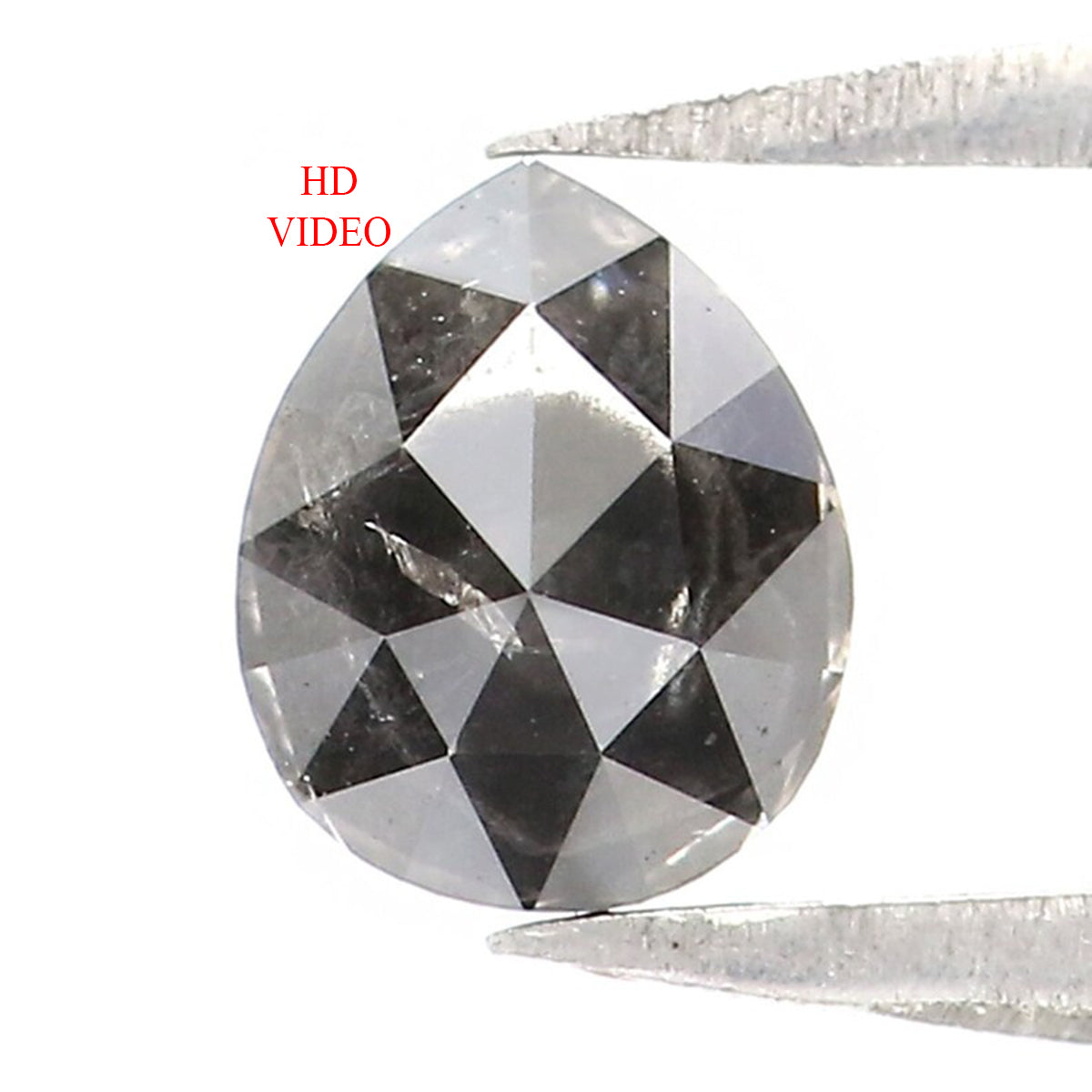 Natural Loose Pear Salt And Pepper Diamond Black Color 0.51 CT 5.30 MM Pear Shape Rose Cut Diamond KR1979