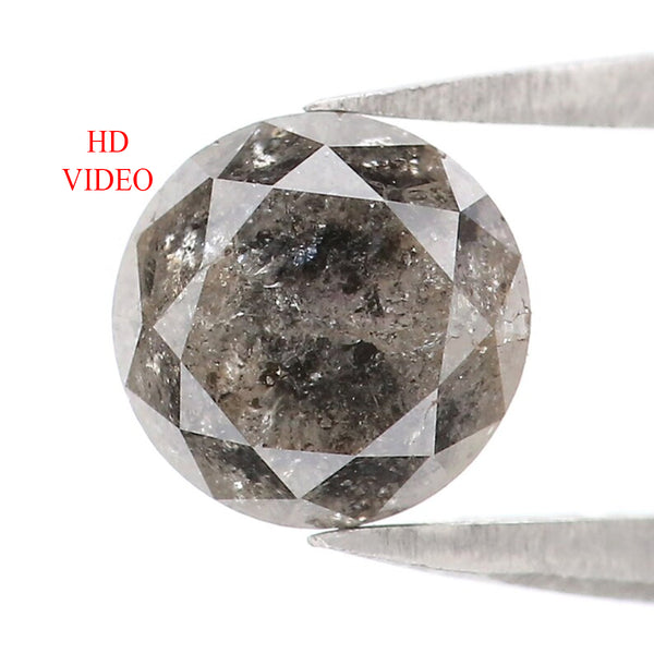 Natural Loose Round Brilliant Cut Diamond Black Grey Color 1.20 CT 5.90 MM Round Shape Diamond L8572