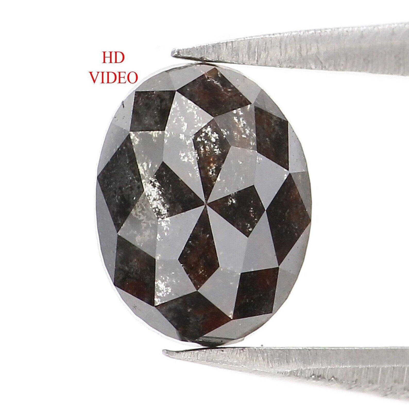 1.07 CT Natural Loose Oval Shape Diamond Salt And Pepper Oval Cut Diamond 7.15 MM Natural Loose Diamond Oval Shape Rose Cut Diamond QN404