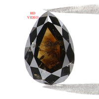 Natural Loose Pear Dark Brown Color Diamond 1.25 CT 8.55 MM Pear Shape Rose Cut Diamond L8238