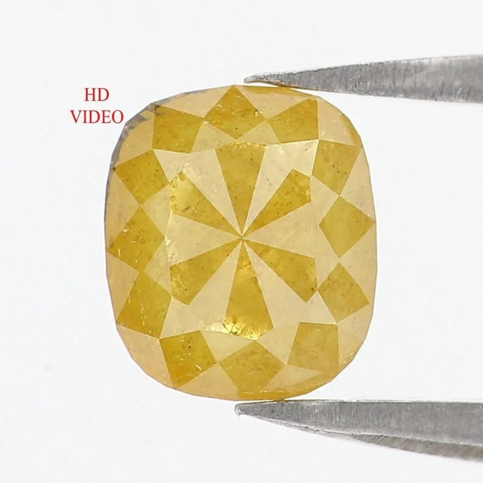 0.79 Ct Natural Loose Cushion Shape Diamond Yellow Color Cushion Cut Diamond 6.80 MM Natural Yellow Color Cushion Rose Cut Diamond NQ1747