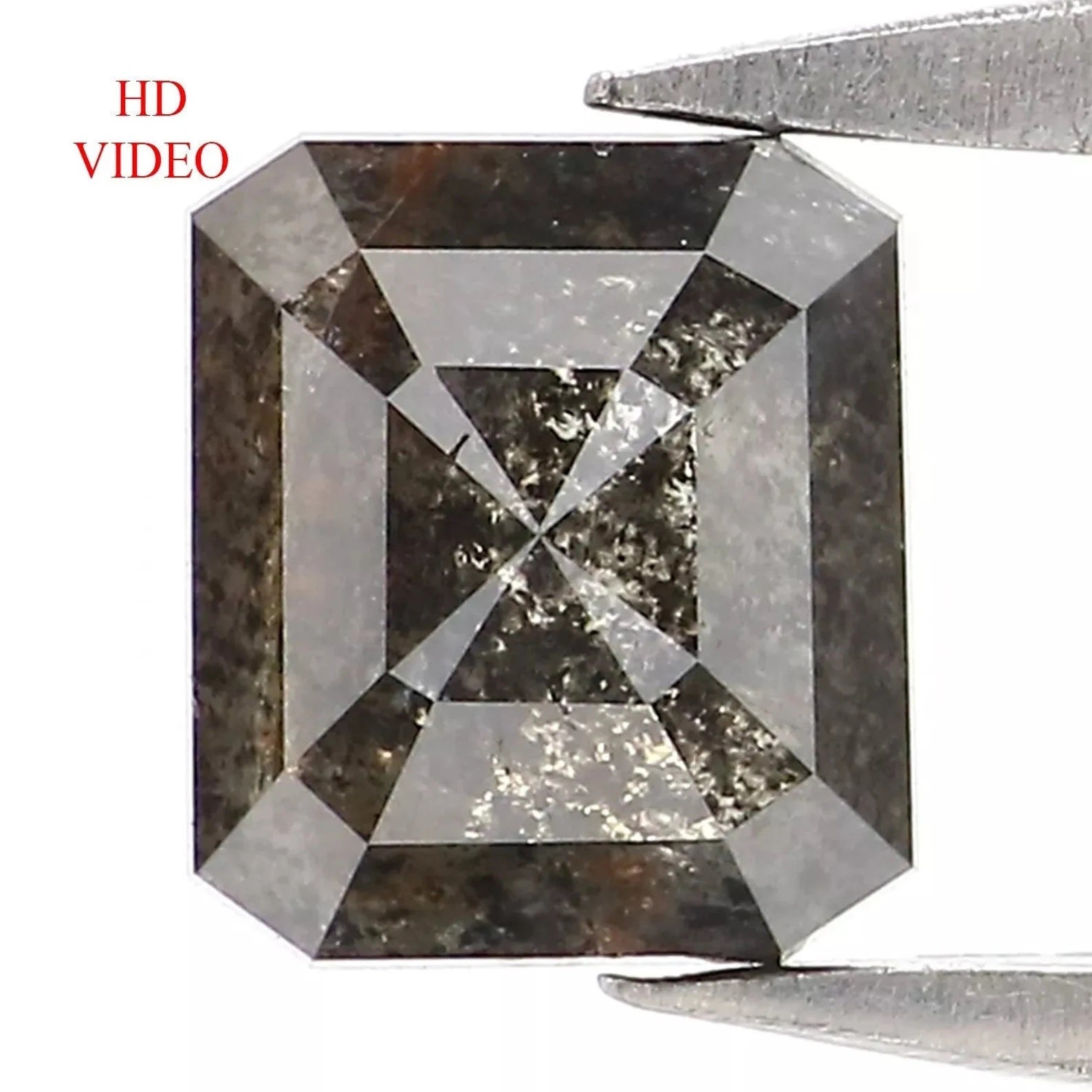 0.76 CT Natural Loose Emerald Shape Diamond Salt And Pepper Diamond 5.35 MM Natural Loose Diamond Black Grey Emerald Rose Cut Diamond NQ7462