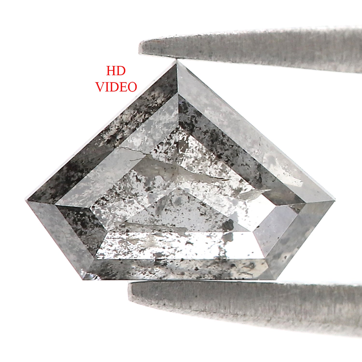 1.17 Ct Natural Loose Shield Shape Diamond Salt And Pepper Shield Cut Diamond 6.05 MM Black Gray Color Shield Shape Rose Cut Diamond QL285